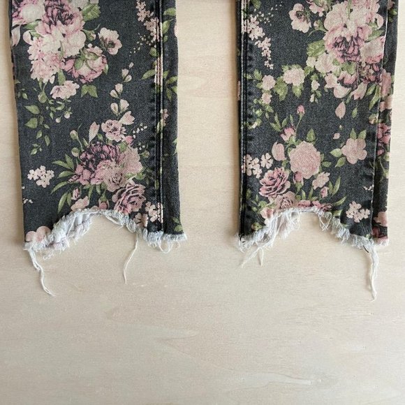 🌸2x HP!🌸 Hudson Jeans Girls Dixie Floral Print Skinny Raw Hem Jeans - Picture 15 of 15